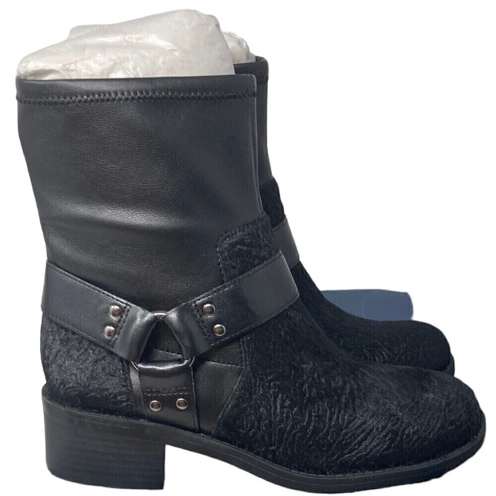 Lori Goldstein Women's Size 5.5 Wilda Harness Biker Boots Black 35.5 EU